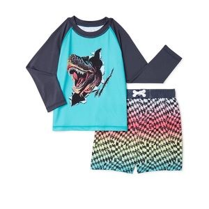 NWT! Wonder Nation Baby Boys 2 Pc RashGuard Swim Set, UPF 50, Size 12M